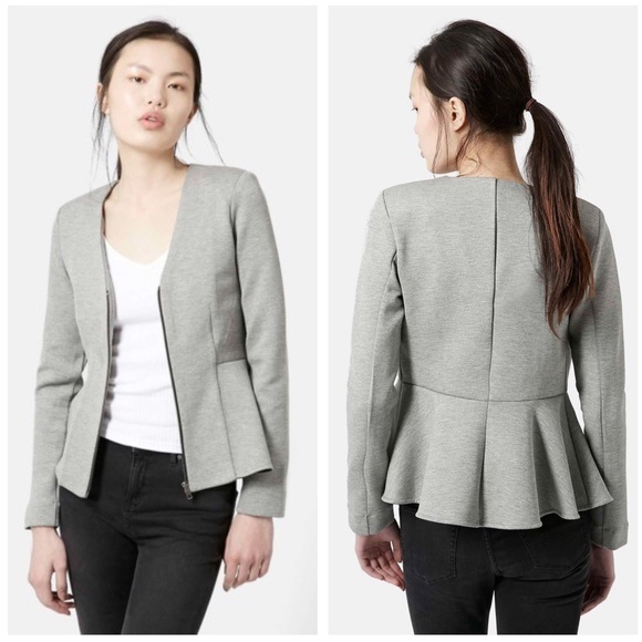 grey peplum blazer